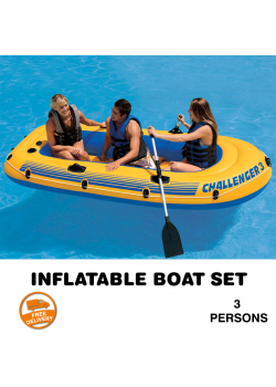 Intex Explorer 300, 3,Person Inflatable Boat Set With High Output Manual Air Pump, IX01